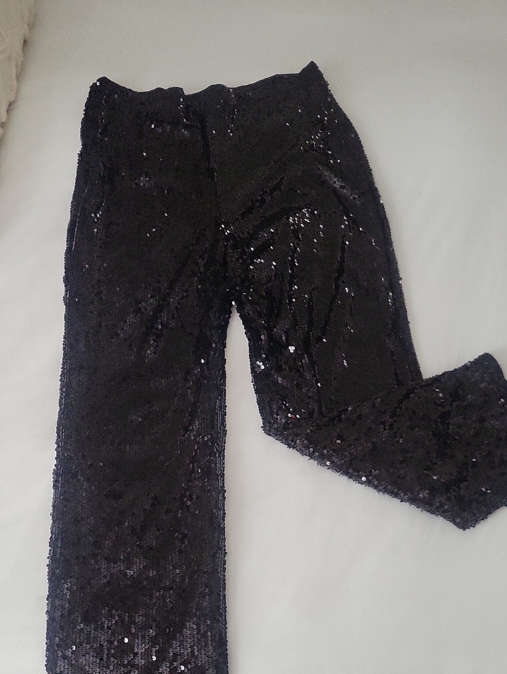 SHEIN Black Sequin Straight-Leg Pants